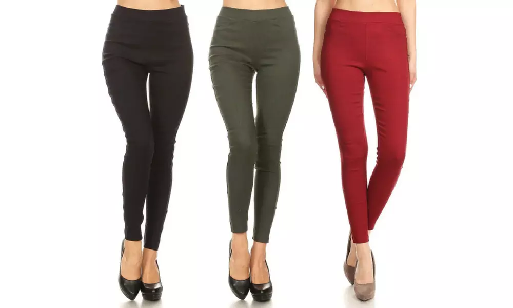 Women's High Waist Pull-On Stretchy Skinny Jeggings (3-Pack) With Plus Size