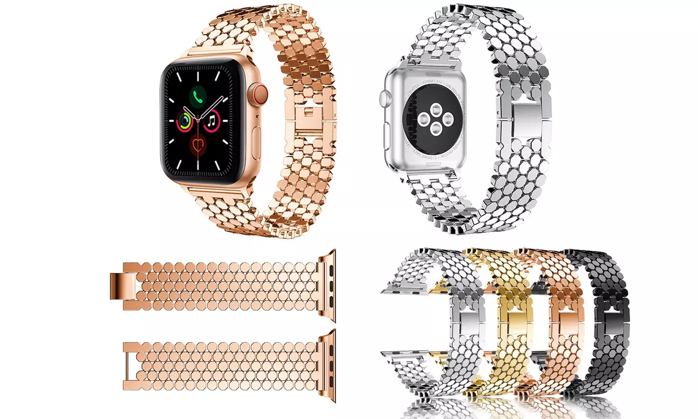 Luxury Apple Watch Bands Stainless Steel Bracelet Bands Series 5 4 3 2 1 - Primary Image