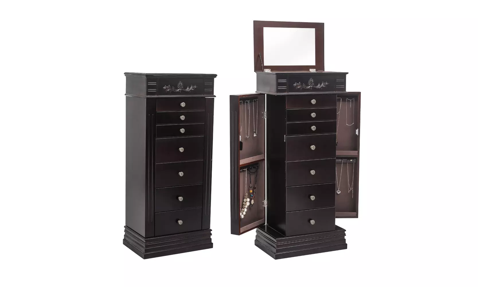 8 Drawers Jewelry Armoire with Mirror & 16 Necklace Hooks - Primary Image