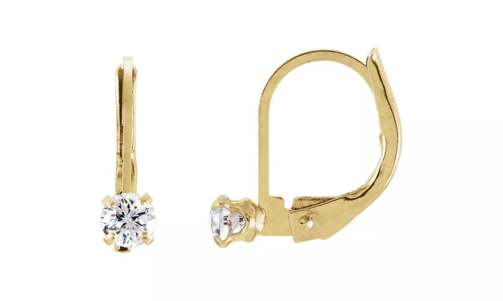 14K Yellow Cubic Zirconia Youth Lever Back Earrings - Primary Image