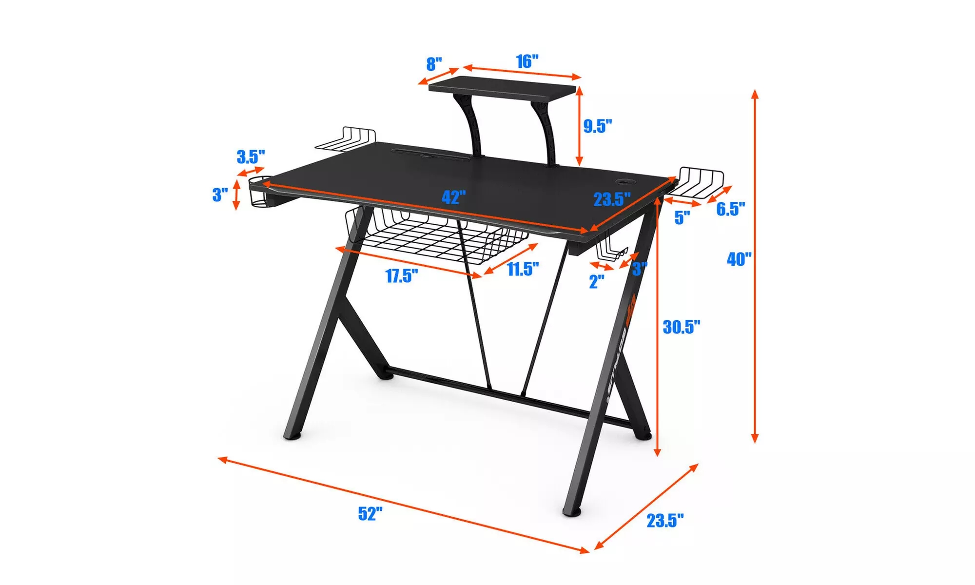 Costway Computer Desk PC Table Workstation with Headphone Hook & Cup Holder - Second Medium