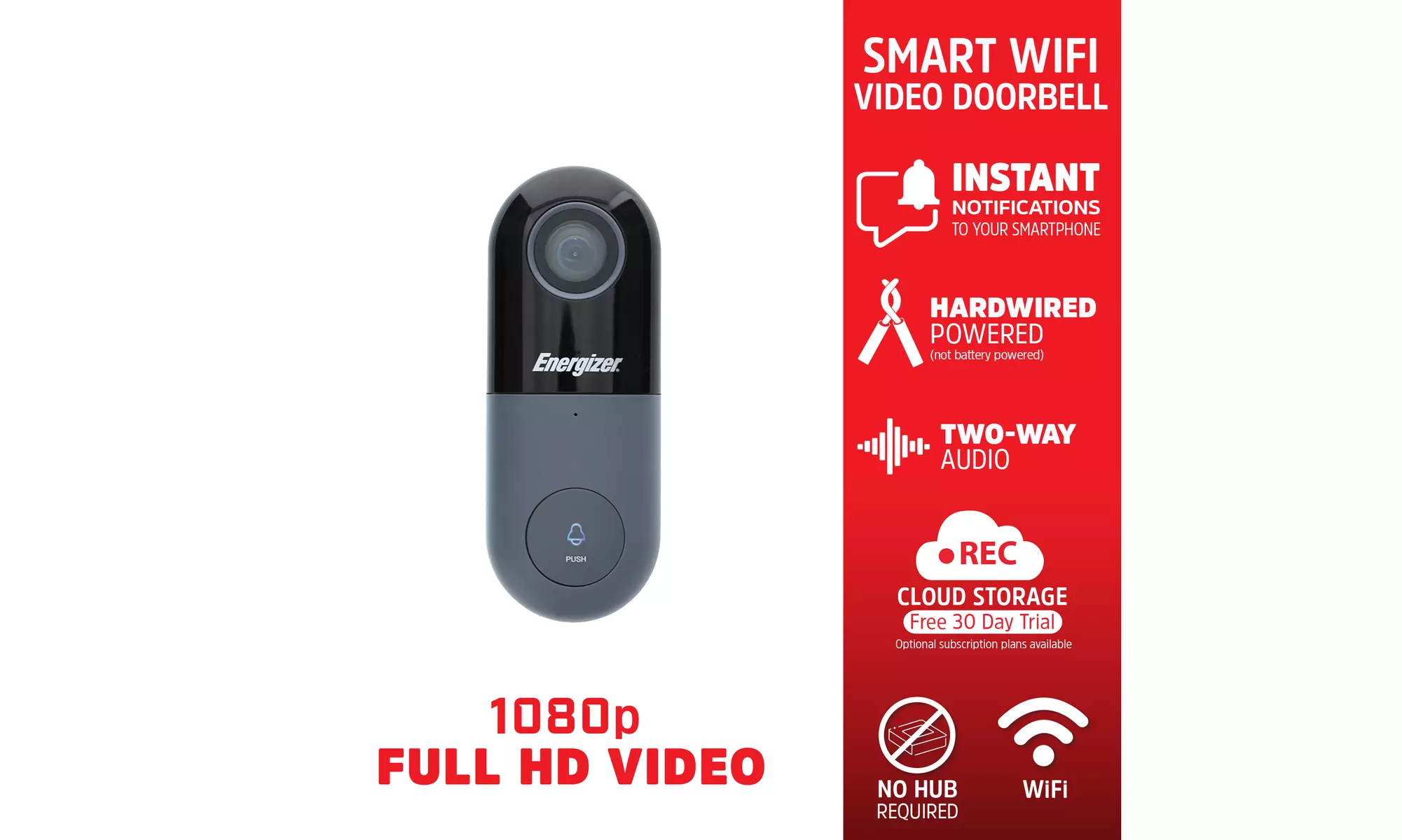 Energizer Connect Smart Video Doorbell 1080P - Second Medium