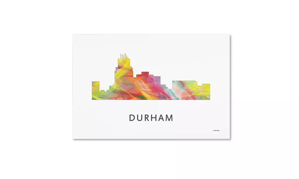 Marlene Watson 'Durham North Carolina Skyline WB-1' Canvas Art - Primary Image