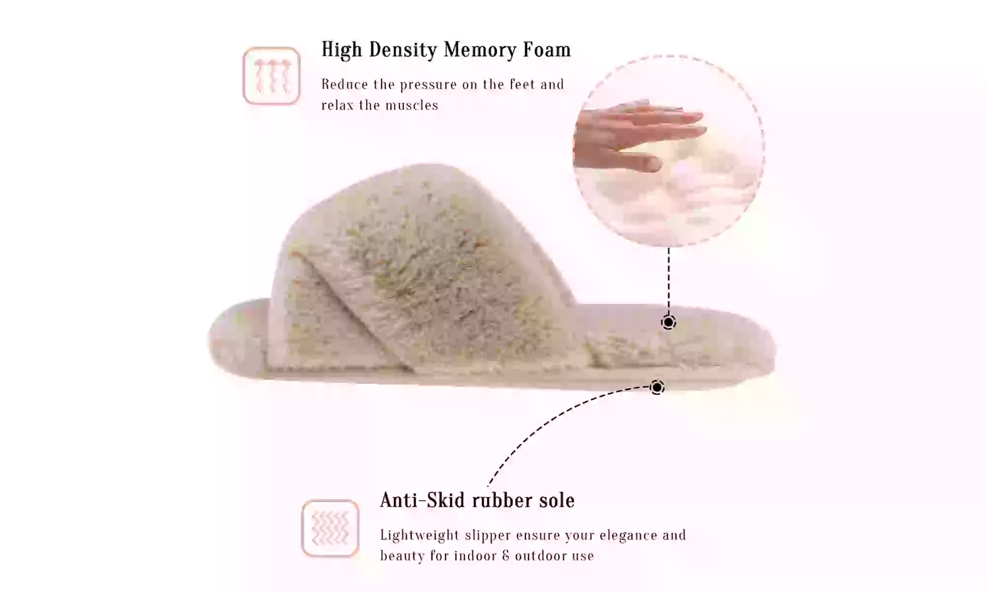 Womens Faux Fur Cross Slide Slippers Warm Memory Foam Indoor Outdoor Shoes