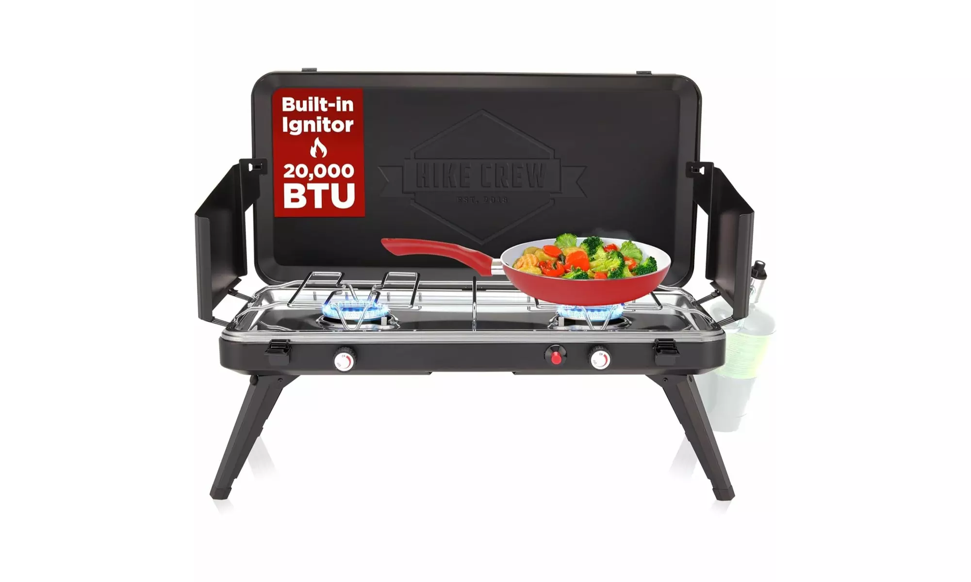 Hike Crew 2-Burner Gas Camping Stove - 20,000 BTU Propane Portable Grill