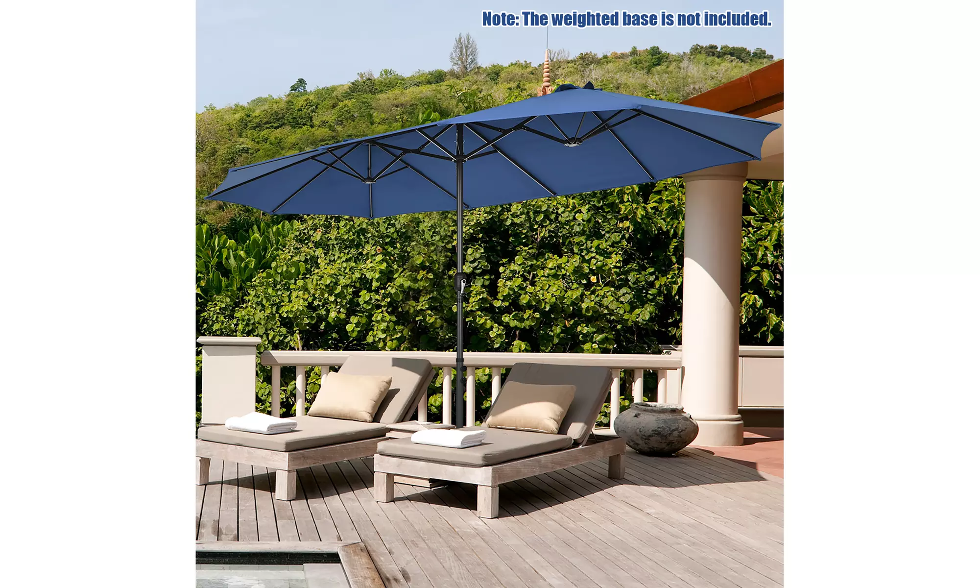 Costway 15FT Patio Double-Sided Umbrella Crank Outdoor Garden Market Sun Shade