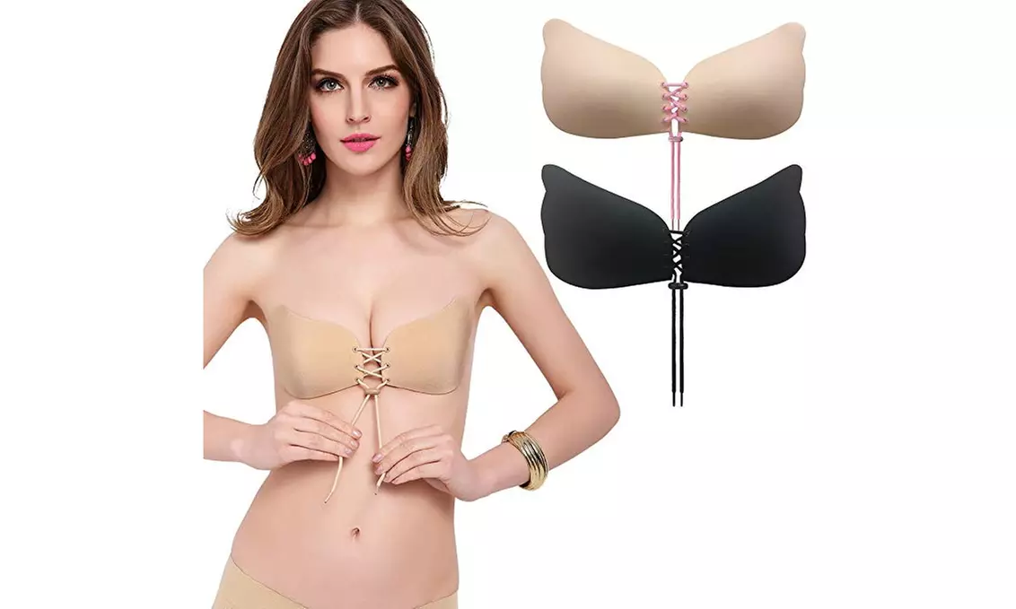  2 Pack Invisible Silicone bras Strapless Sticky Bra Self Adhesive Push Up Bra - Primary Image