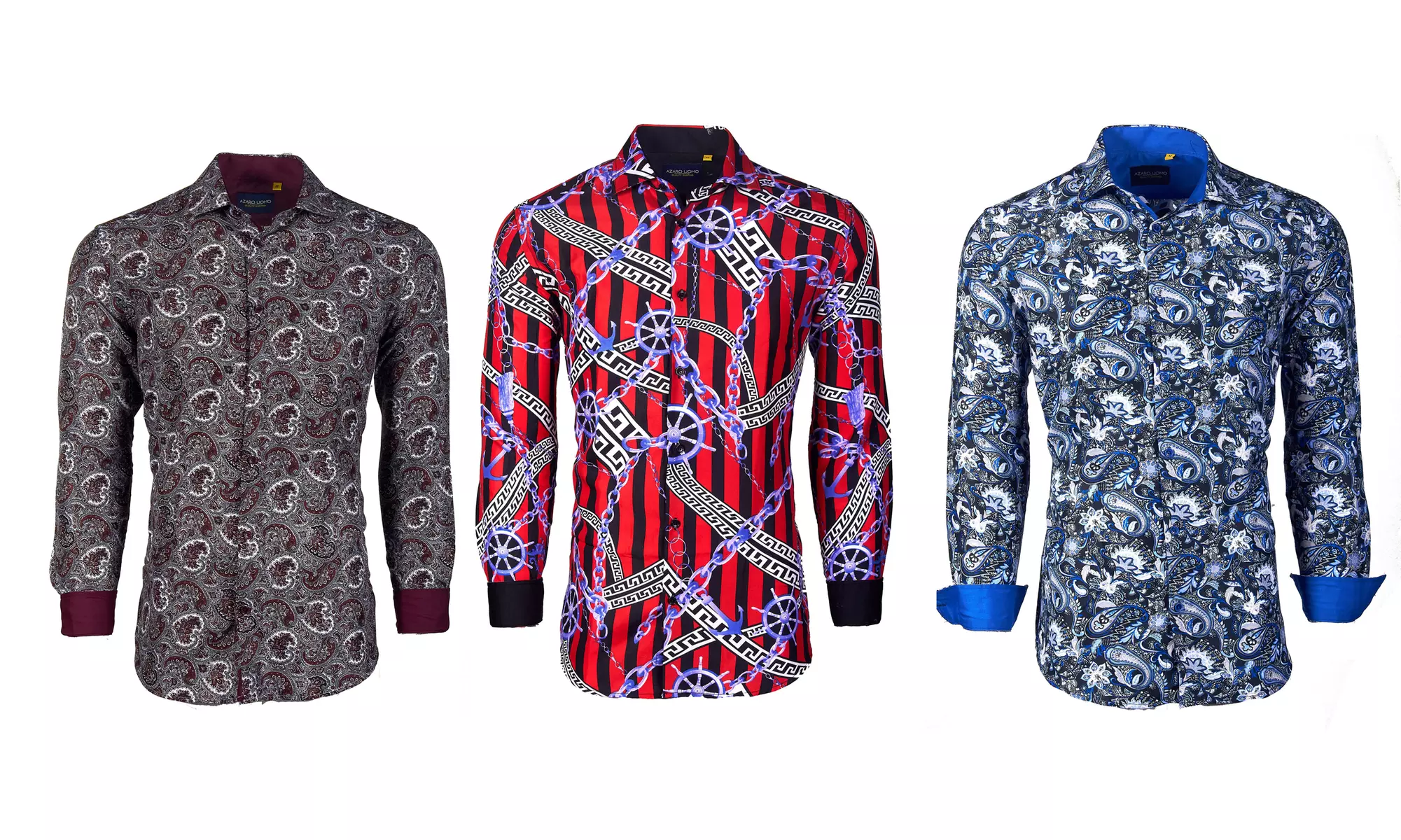 Suslo Couture Men's Printed Fashion Floral Long Sleeve Button Down Shirt - Primary Image