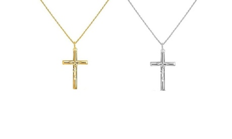 925 Sterling Silver Crucifix Jesus Cross Pendant Rope Chain Necklace 16 -30 Gold 16 Inch Sterling Silver