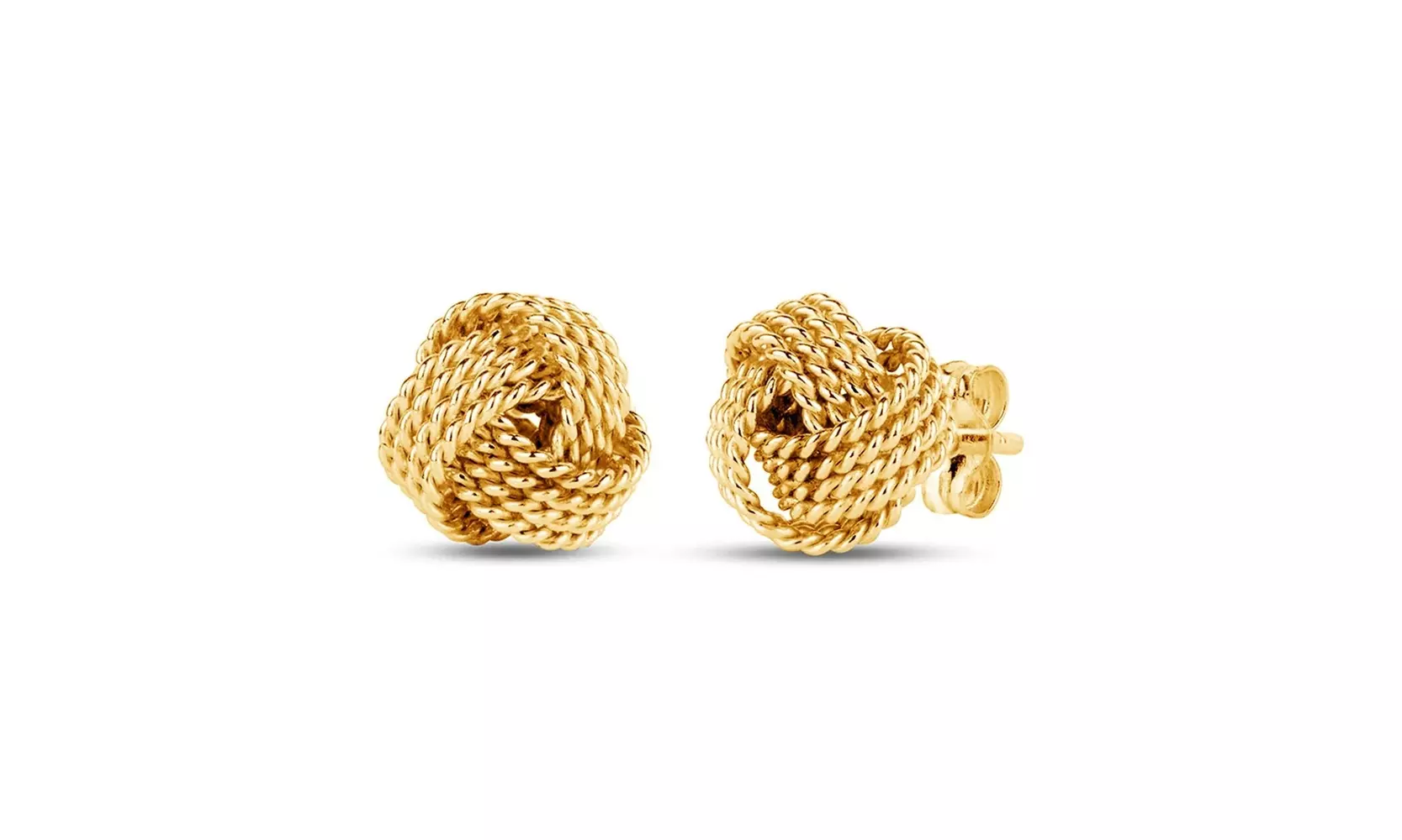 Italian 18K Gold Over Sterling Silver Love Knot Stud Earrings 