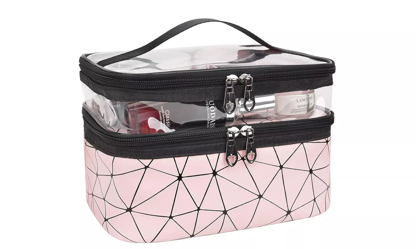 Large Double Layer Cosmetic Bag Makeup Case Organizer Travel Toiletry Bag
