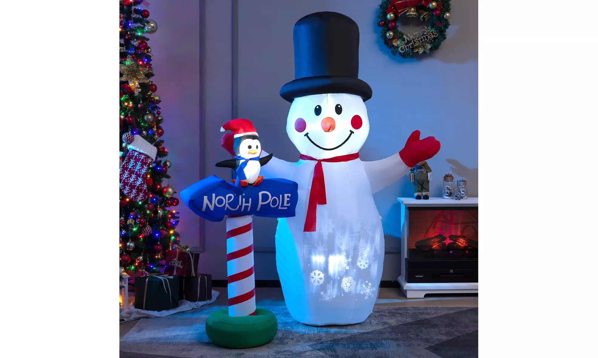 Costway Christmas Inflatable Snowman Penguin or Archway w/ Santa Claus & Snowman