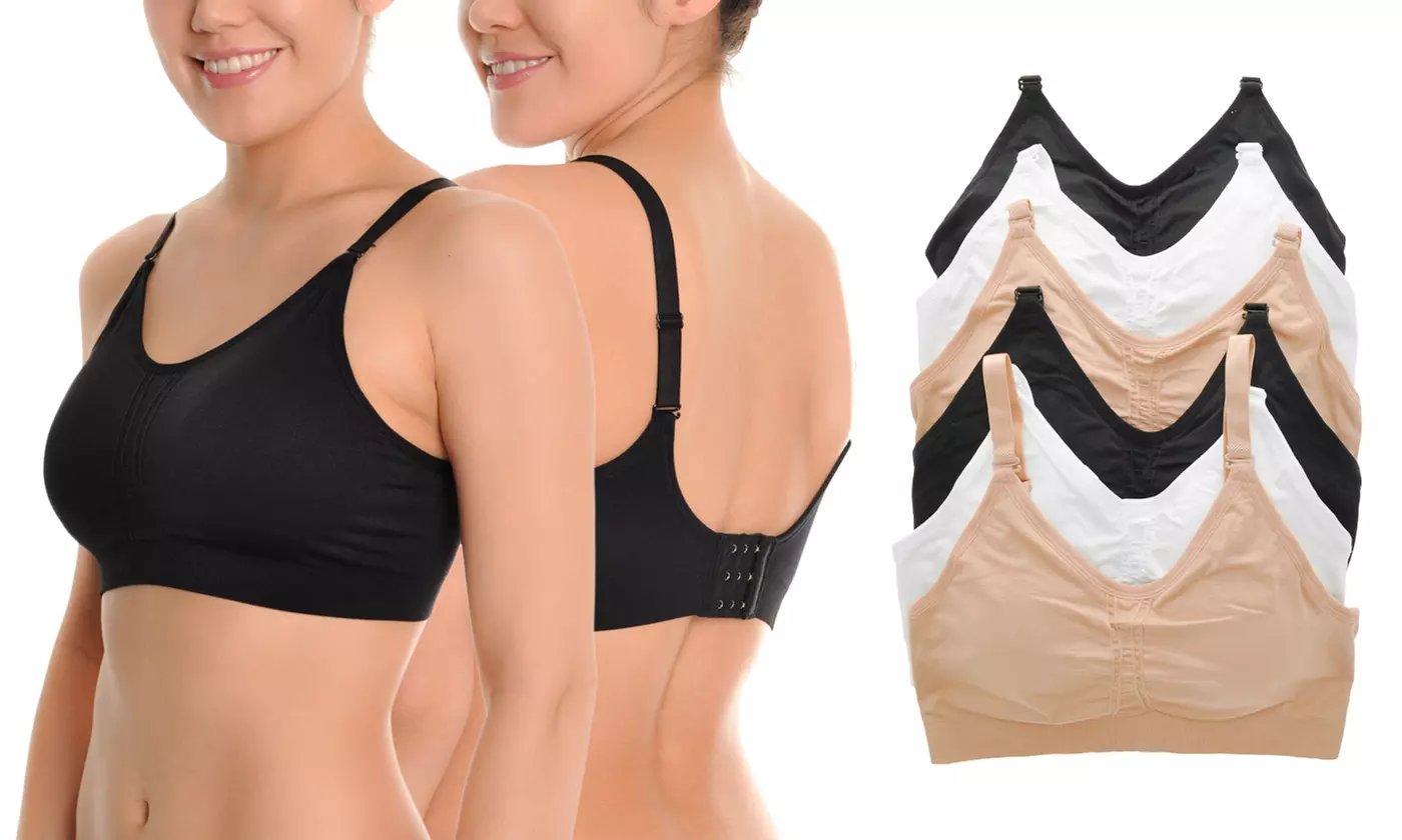 6 Pack Wire-Free Seamless Bras with Adjustable Back-Closure - Primary Image