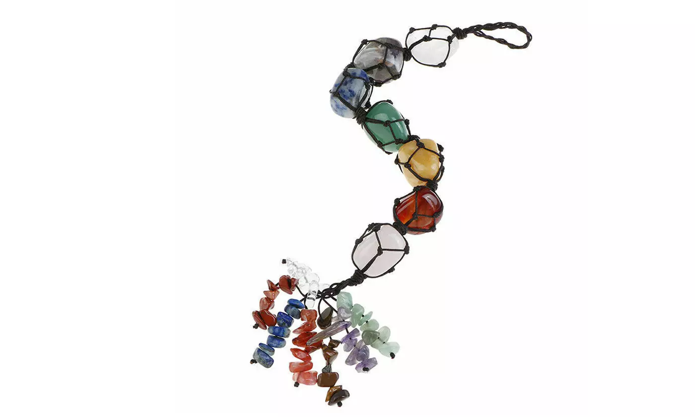 7 Chakra Natural Crystal Gemstone Tassel Hanging Stones Ornaments Car Home Decor