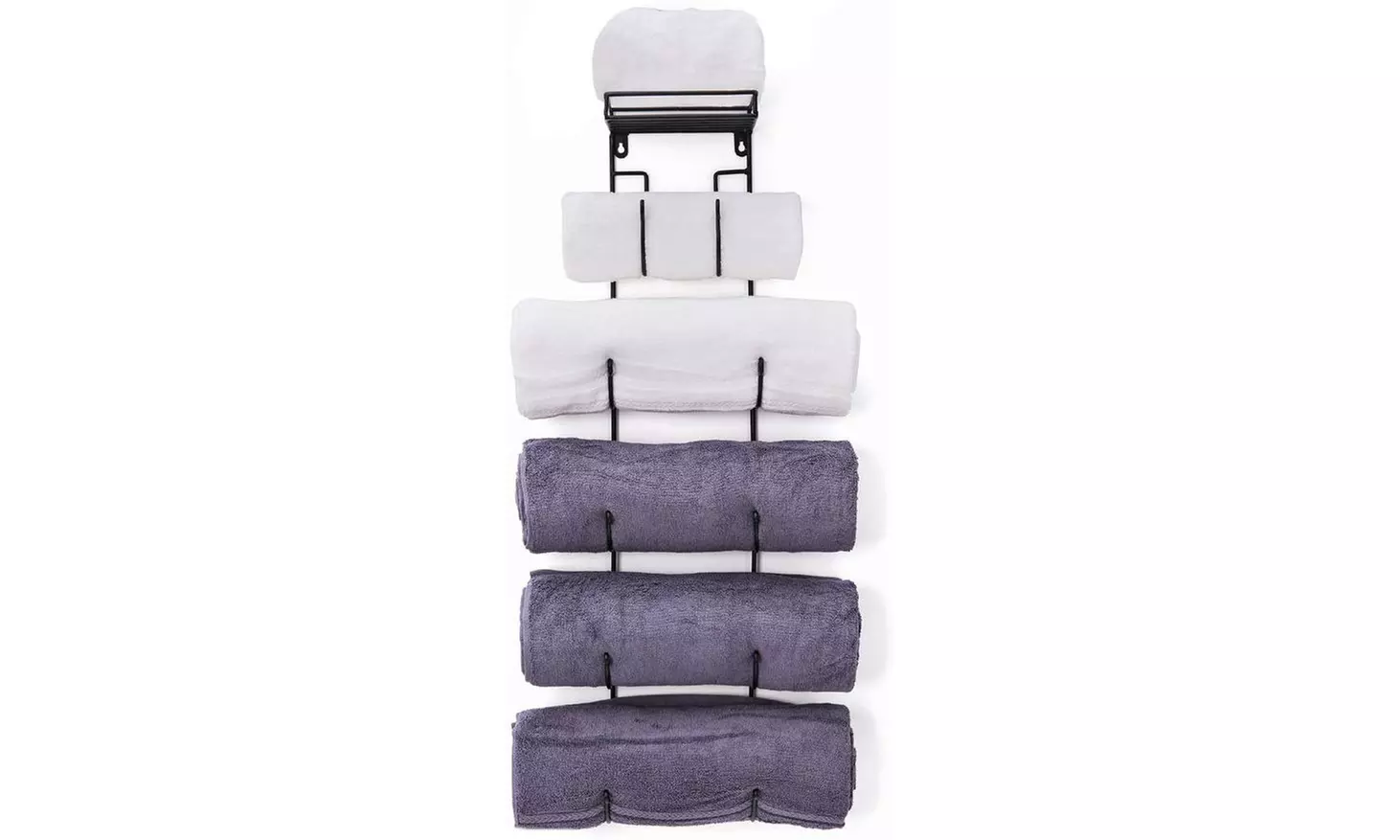 Wall Mount Metal Wine/Towel Rack with Top Shelf  - Second Medium