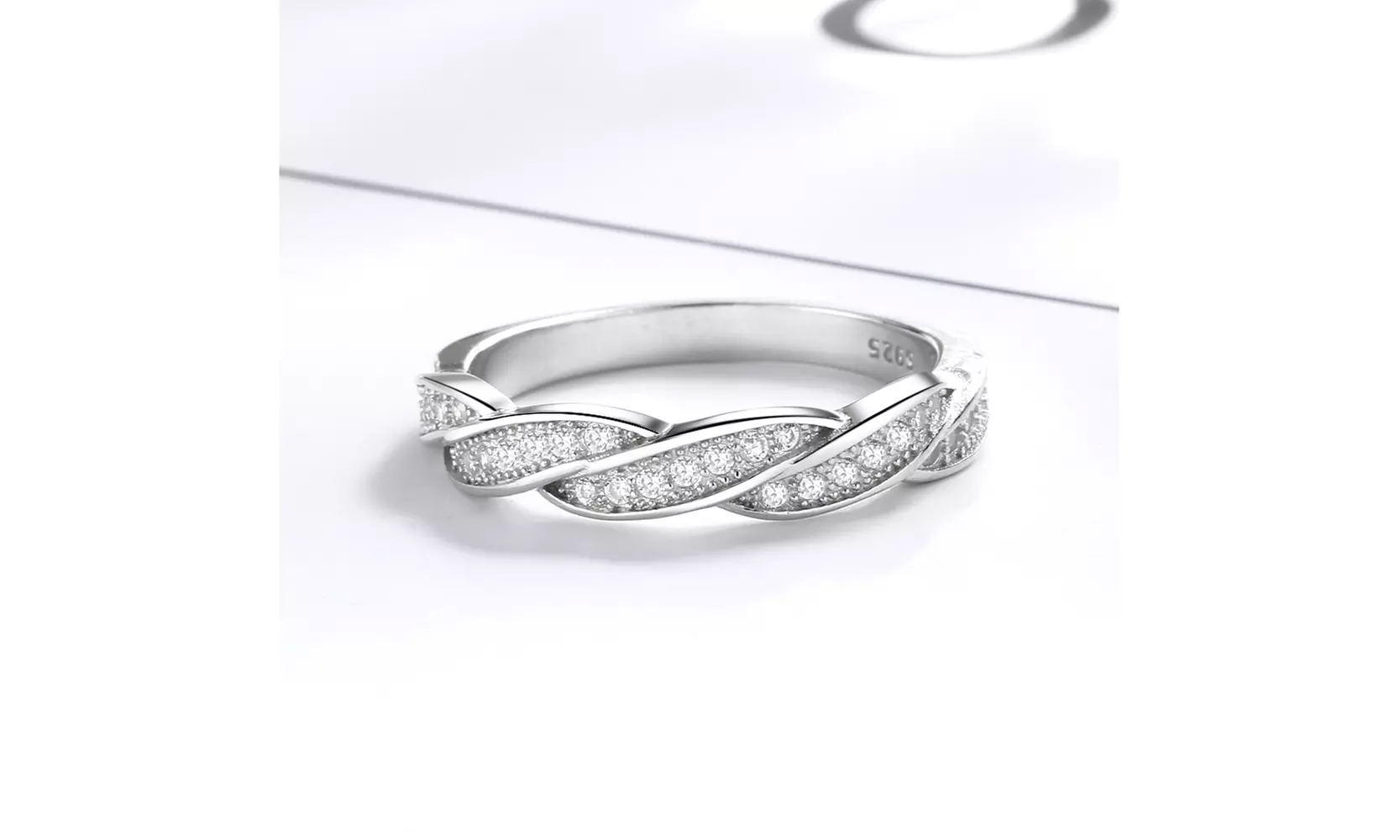 Sterling Silver Twist Ring with crystals from Swarovski