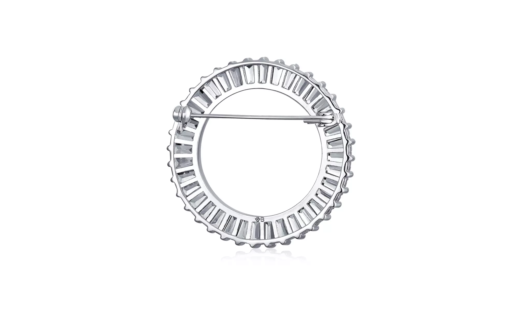 Eternity Round CZ Baguette Cut Circle Of Life Scarf Brooch Pin - Primary Image