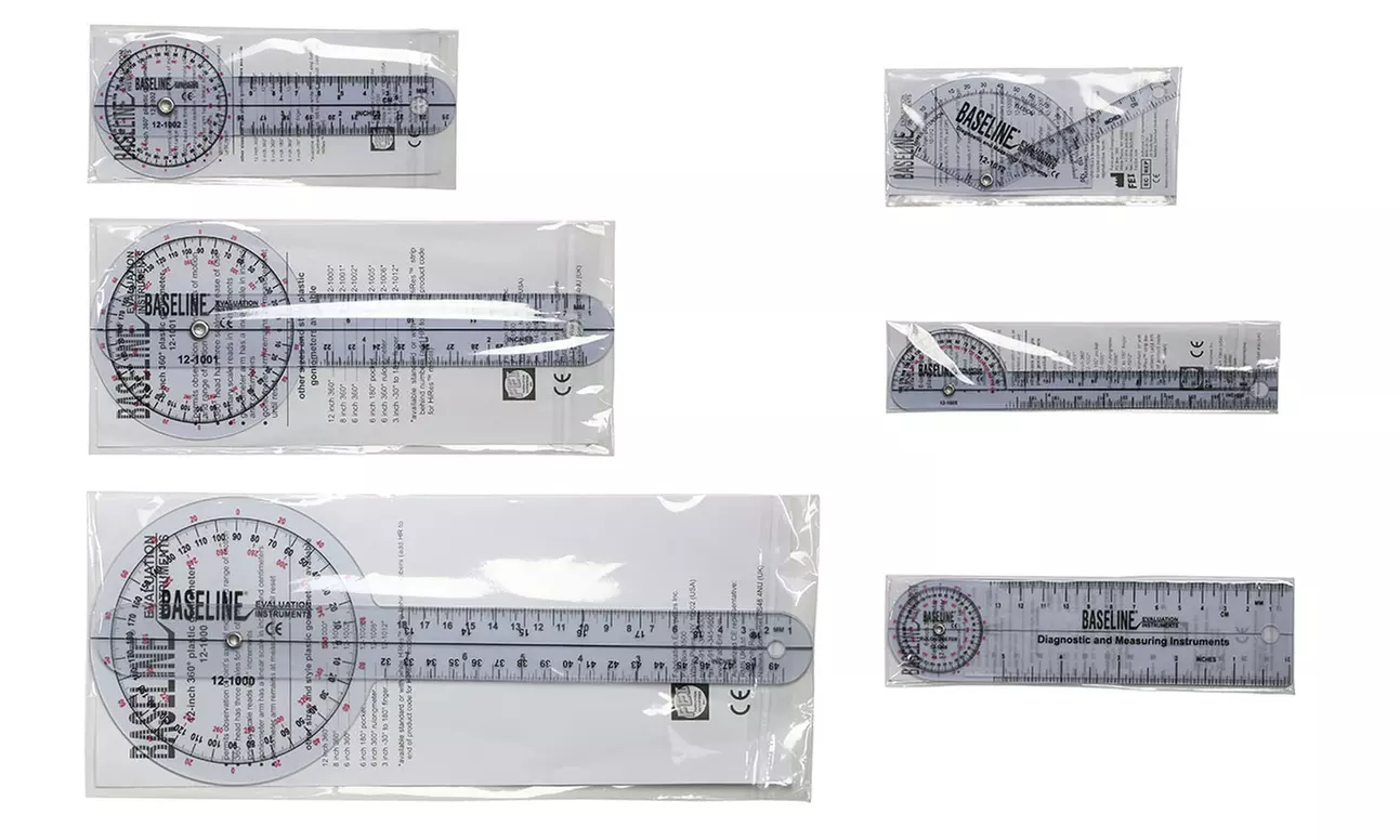 Baseline Plastic Goniometer - 6-piece Set - Second Medium