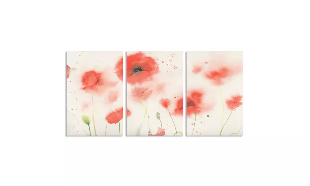 Sheila Golden 'Red Poppy Profusion' Multi Panel Canvas Art Set - Primary Image