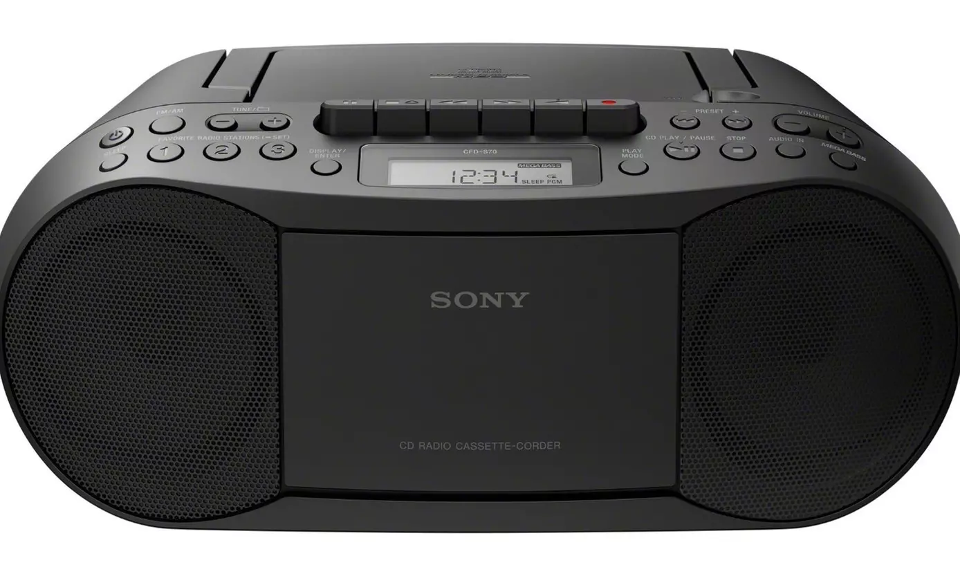 Sony Stereo CD/Cassette Boombox Home Audio Radio (Black) with Batteries - Primary Image