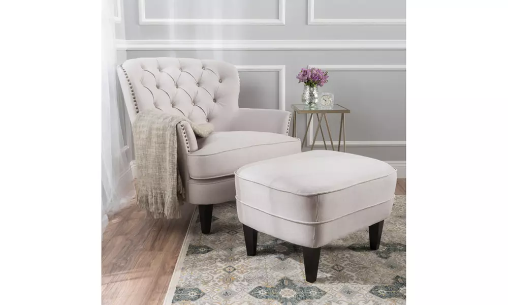 Talon Fabric Club Chair and Ottoman Set - Primary Image