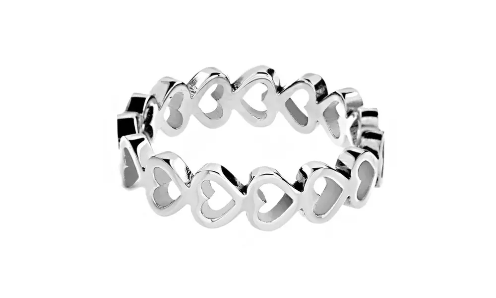 Stainless Steel Open Heart Eternity Ring