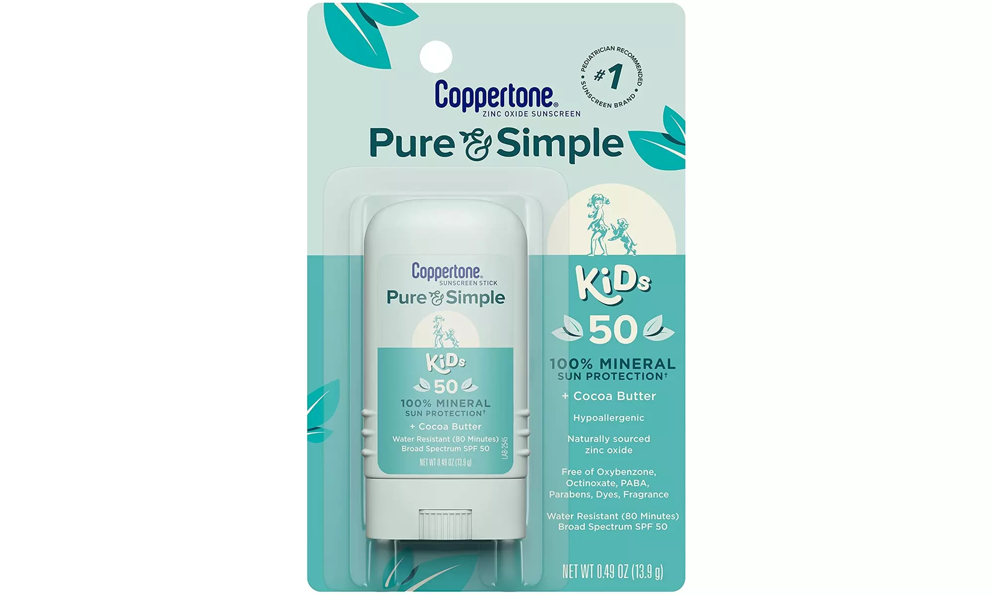 Coppertone Pure and Simple Kids Sunscreen Stick SPF 50 - Primary Image