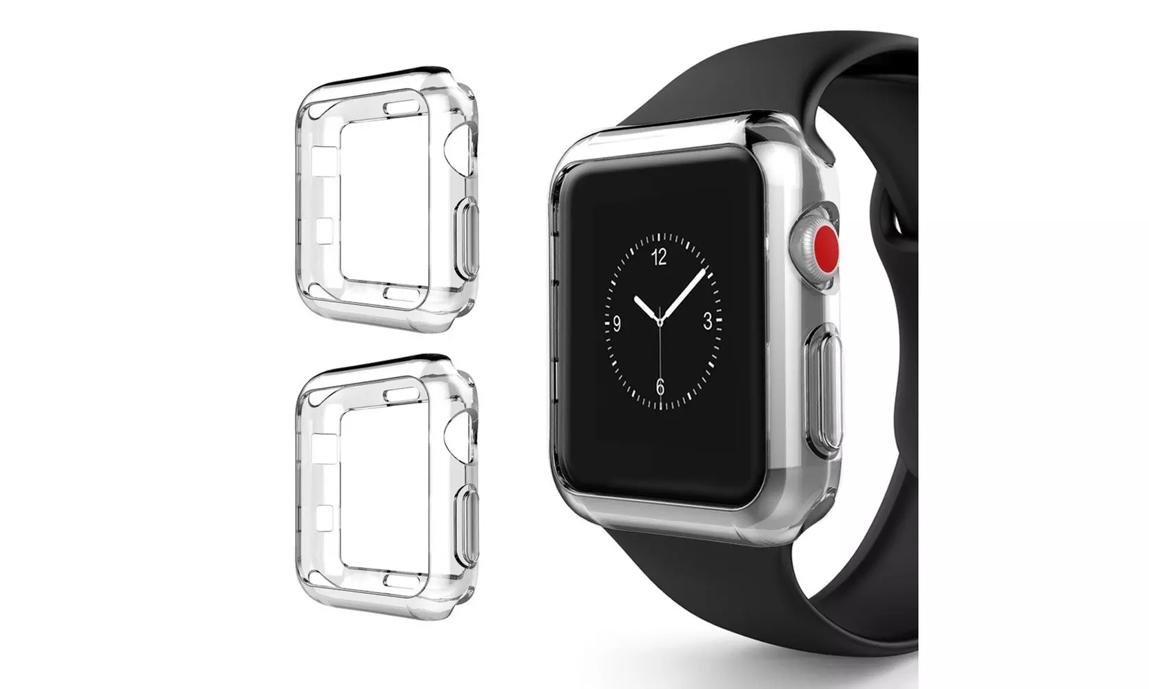  2 PK Flexible Soft Sleek Slim TPU Case Safeguard Bumper Cover for Apple iWatch  - Primary Image