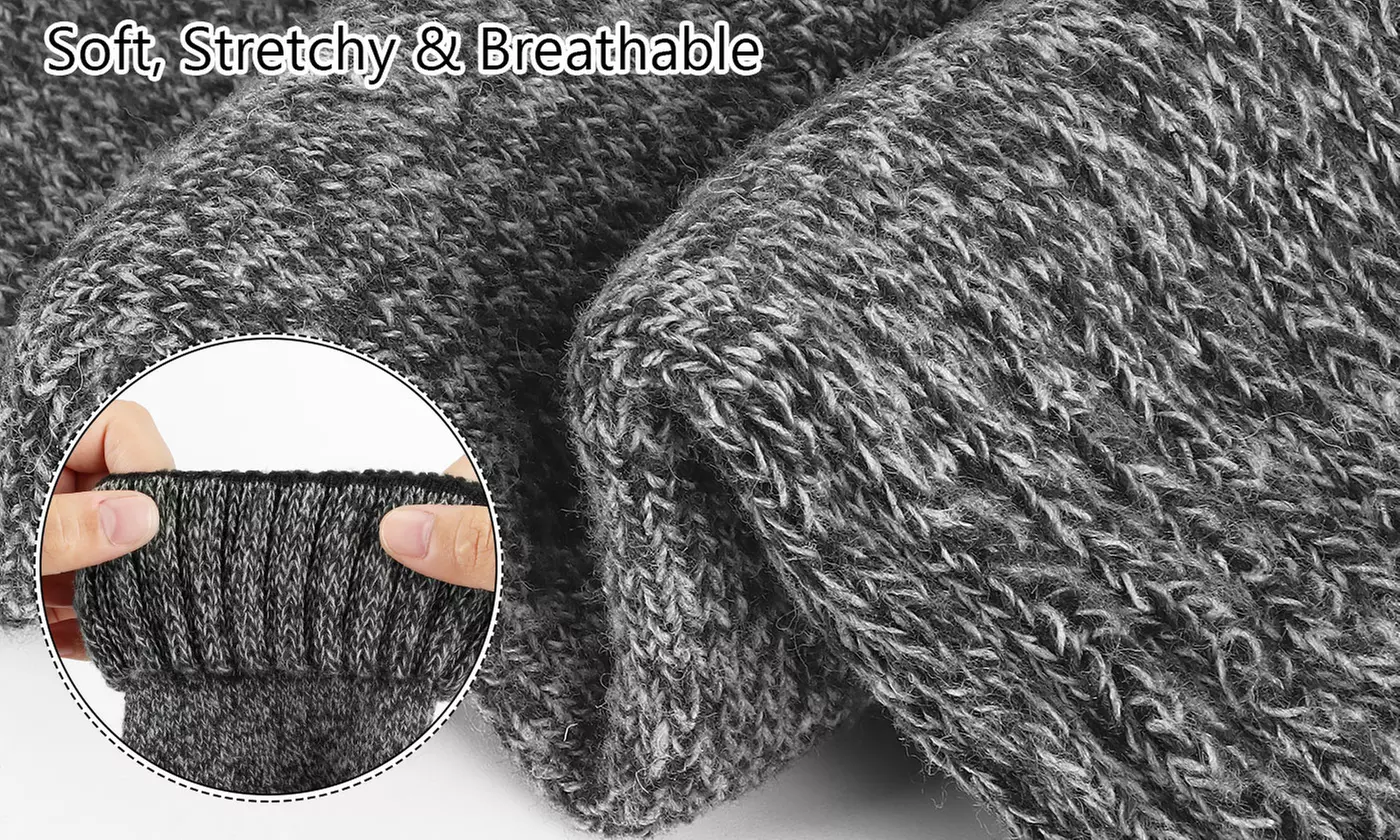 3 Pairs Men's Ultra-Thick Winter Warm Breathable Wool Hiking Crew Socks