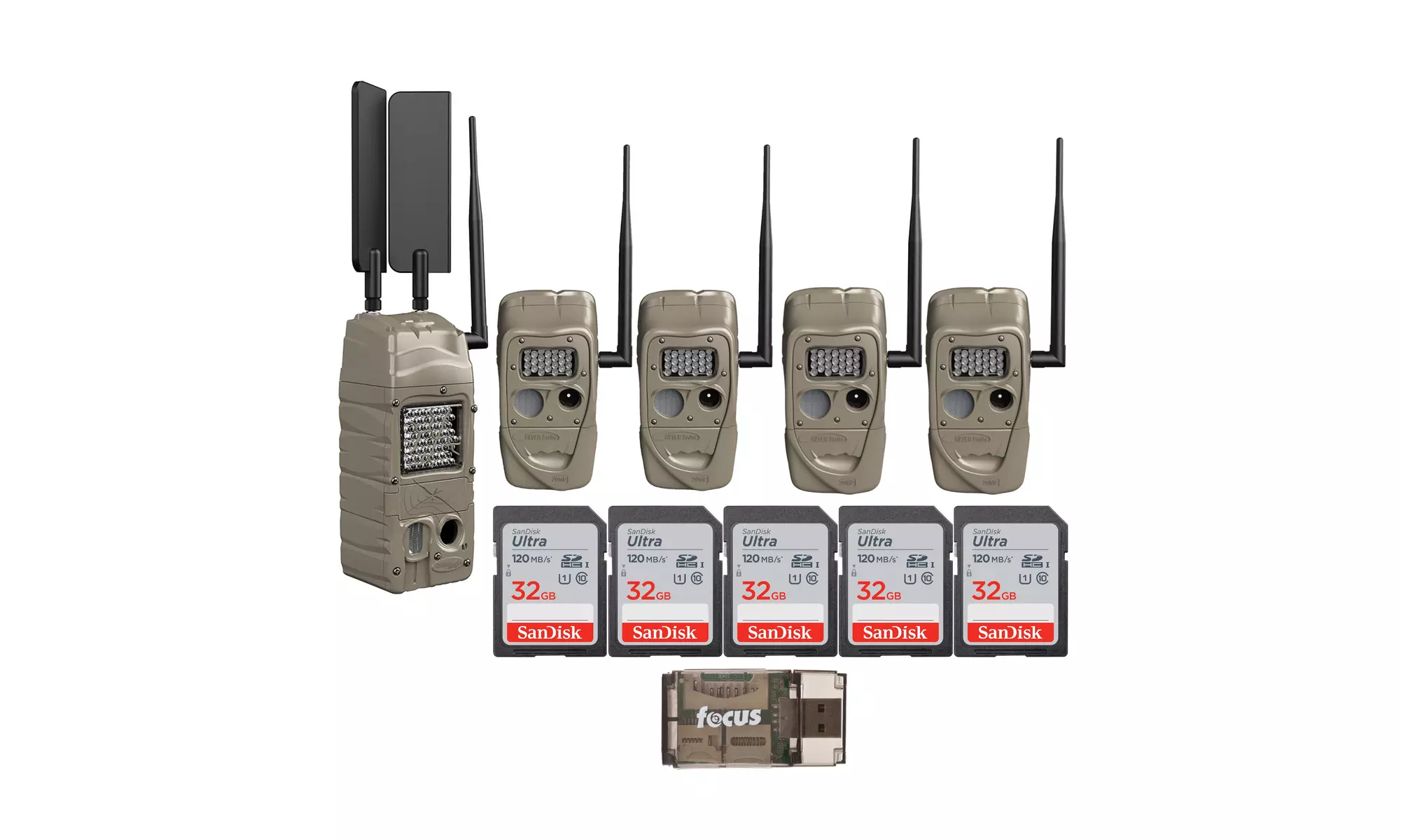 Cuddeback CuddeLink Starter Kit 4 plus 1 w/ Extra J-1521 Trail Cameras Bundle - Primary Image