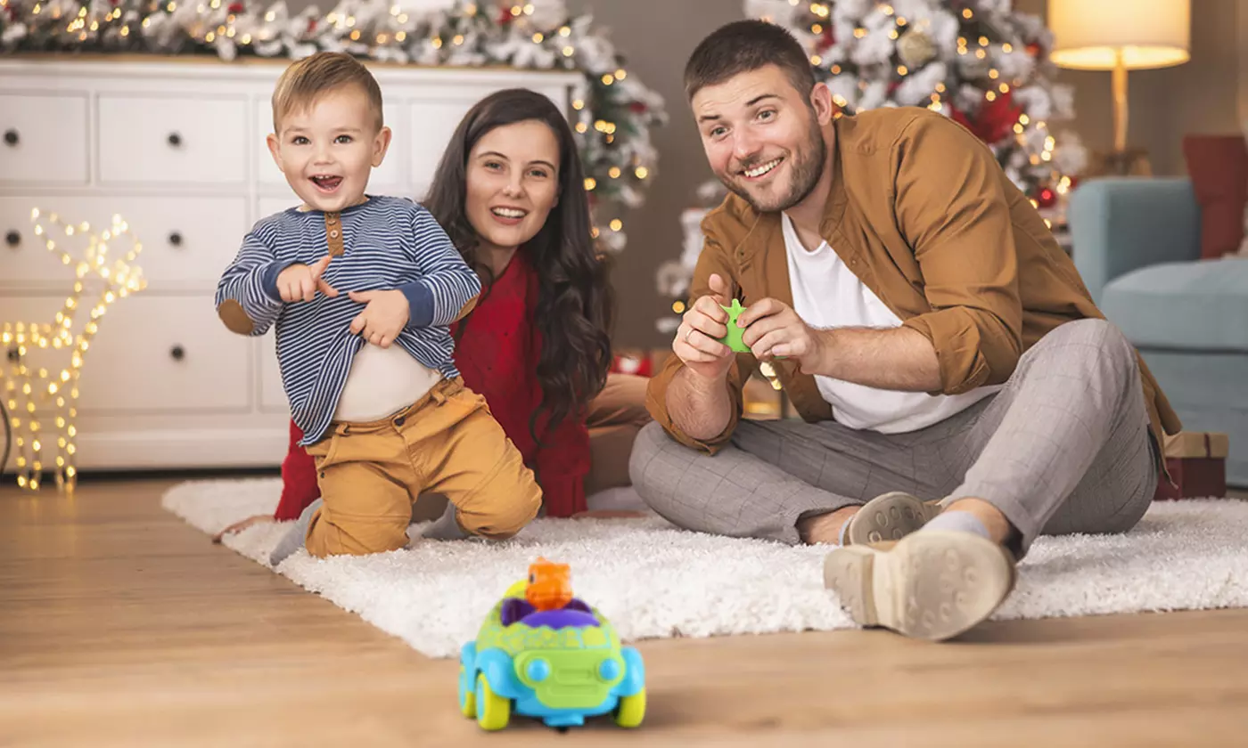 BabyLuv Dinosaur RC Cars with LED Lights & Music Kids Remote Control Car (2pk)