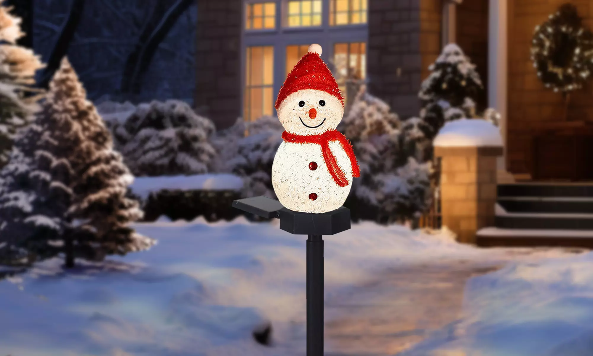 Solar Snowman Christmas Pathway LED Waterproof Lights , 1 or 4 Pcs 