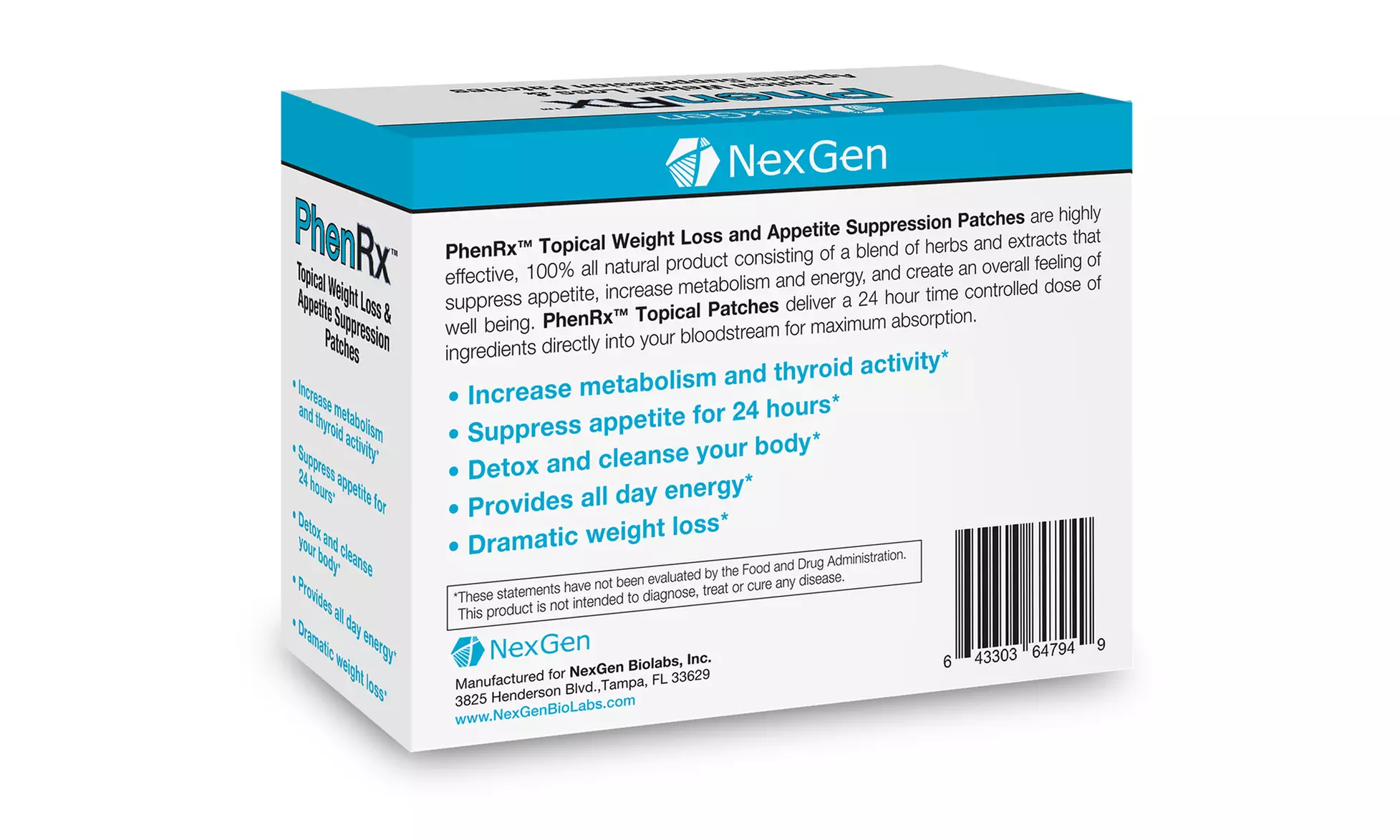 PhenRx Topical Diet Patches Supports Weight Loss And Appetite Suppression (30ct) - Second Medium