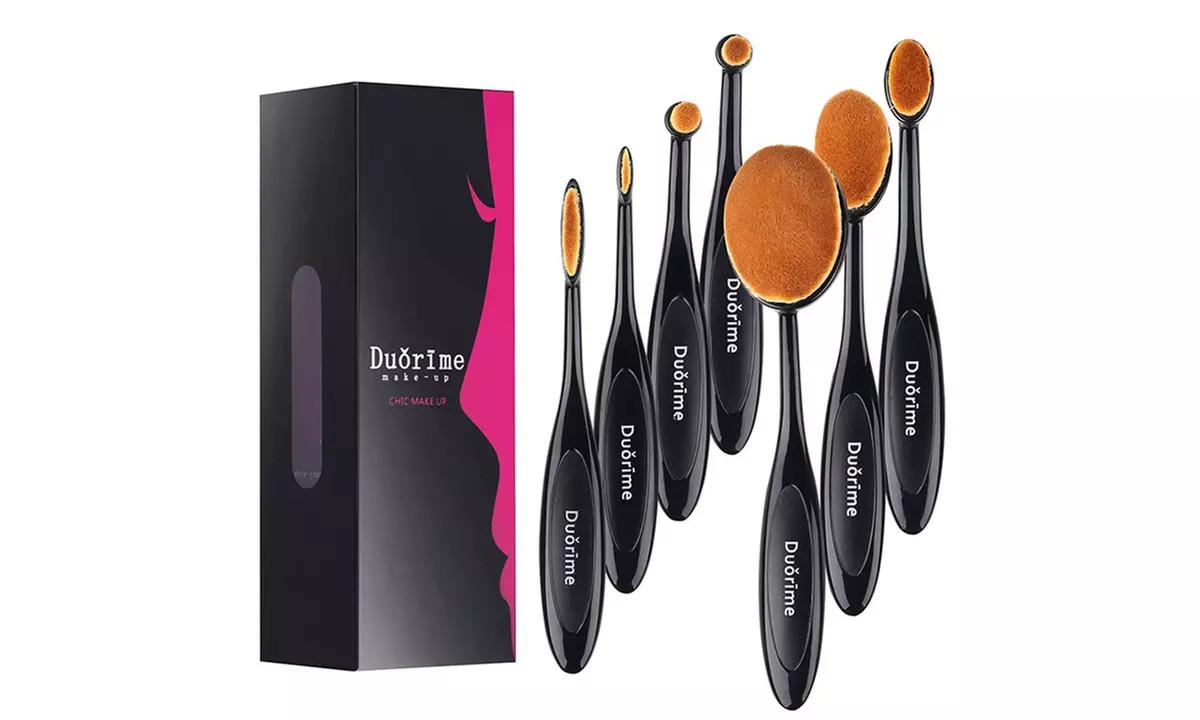 Duorime 7pcs Black Oval Toothbrush Makeup Brush Set Foundation - Primary Image