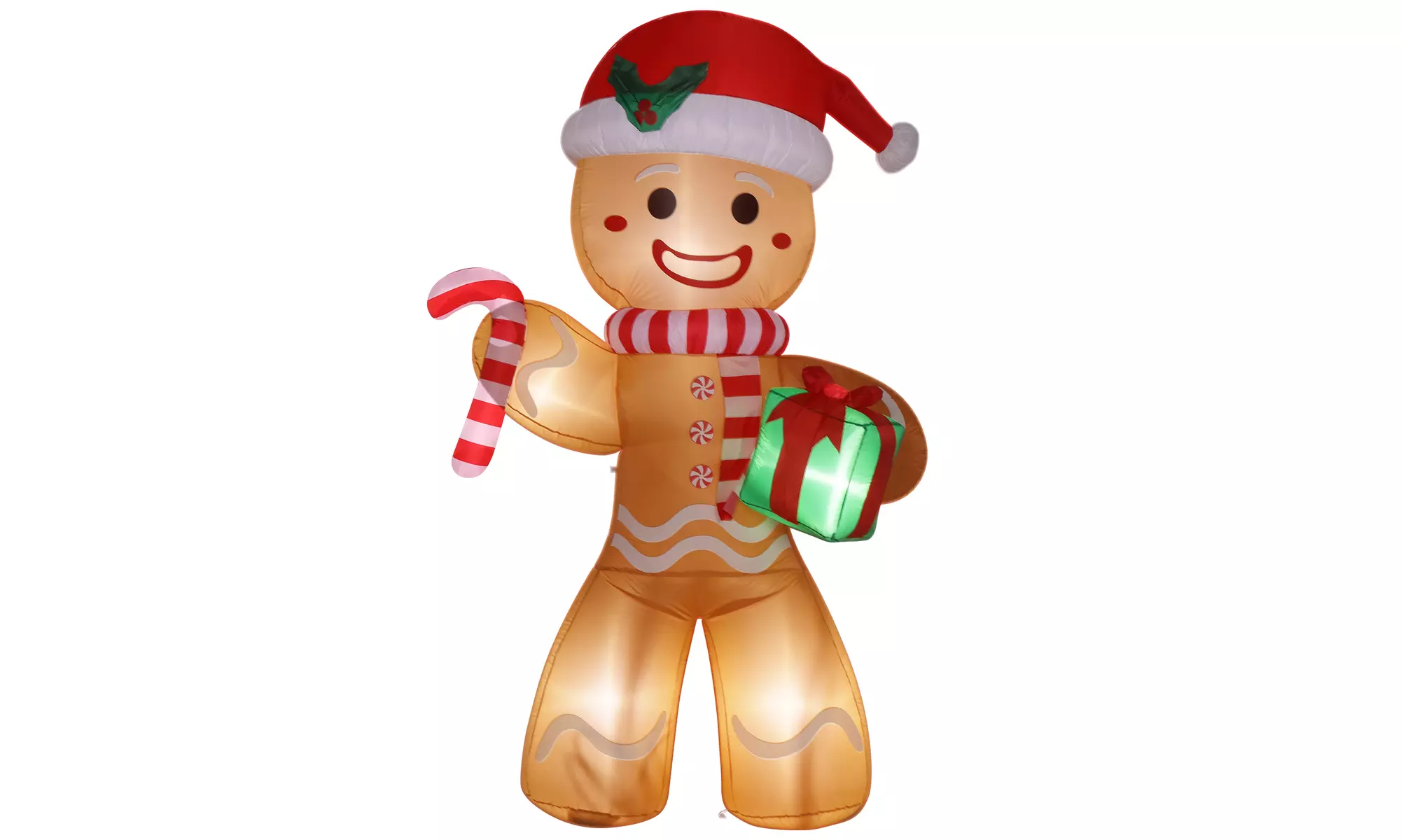 8ft 5 LED Lights Gingerbread Man Holding Gift Garden Gingerbread Man Decoration