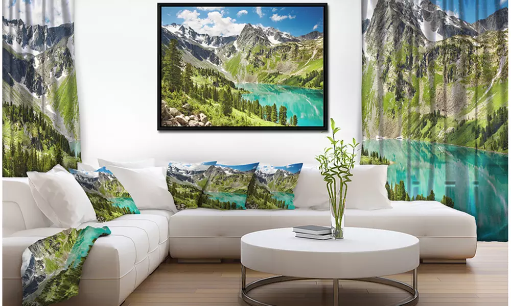 Lake on Green Valley - Photography Landscape Framed Canvas Print - Primary Image