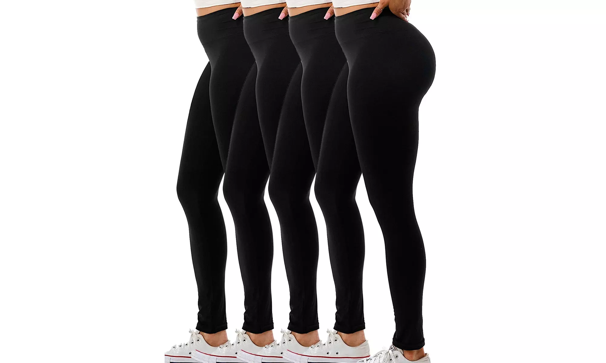 4 Pack Women's High Waisted Soft Leggings Size S-3XL