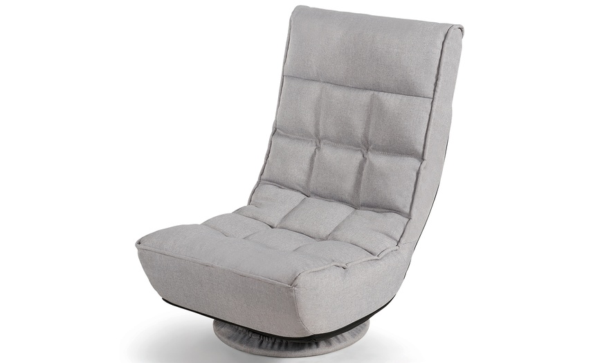 Image 11: Folding Game Chair Floor Lazy Sofa 4-Position Adjustable 360 Degree Swivel Gray