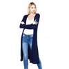 Image 5: Plus size open front side slit long length rayon spandex rib cardigan