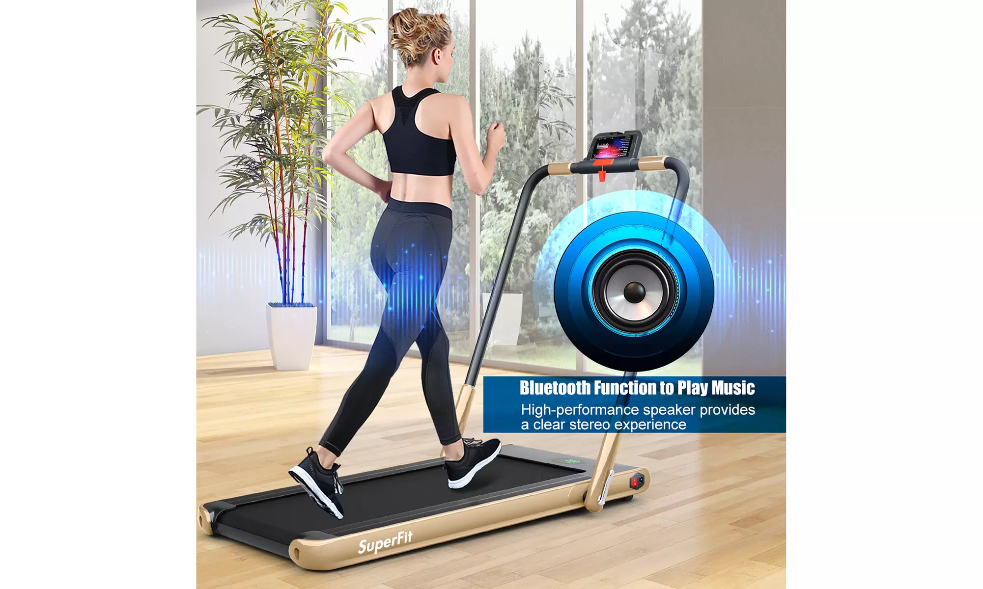 SuperFit 2.25HP 2 in 1 Foldable Under Desk Treadmill Remote Control