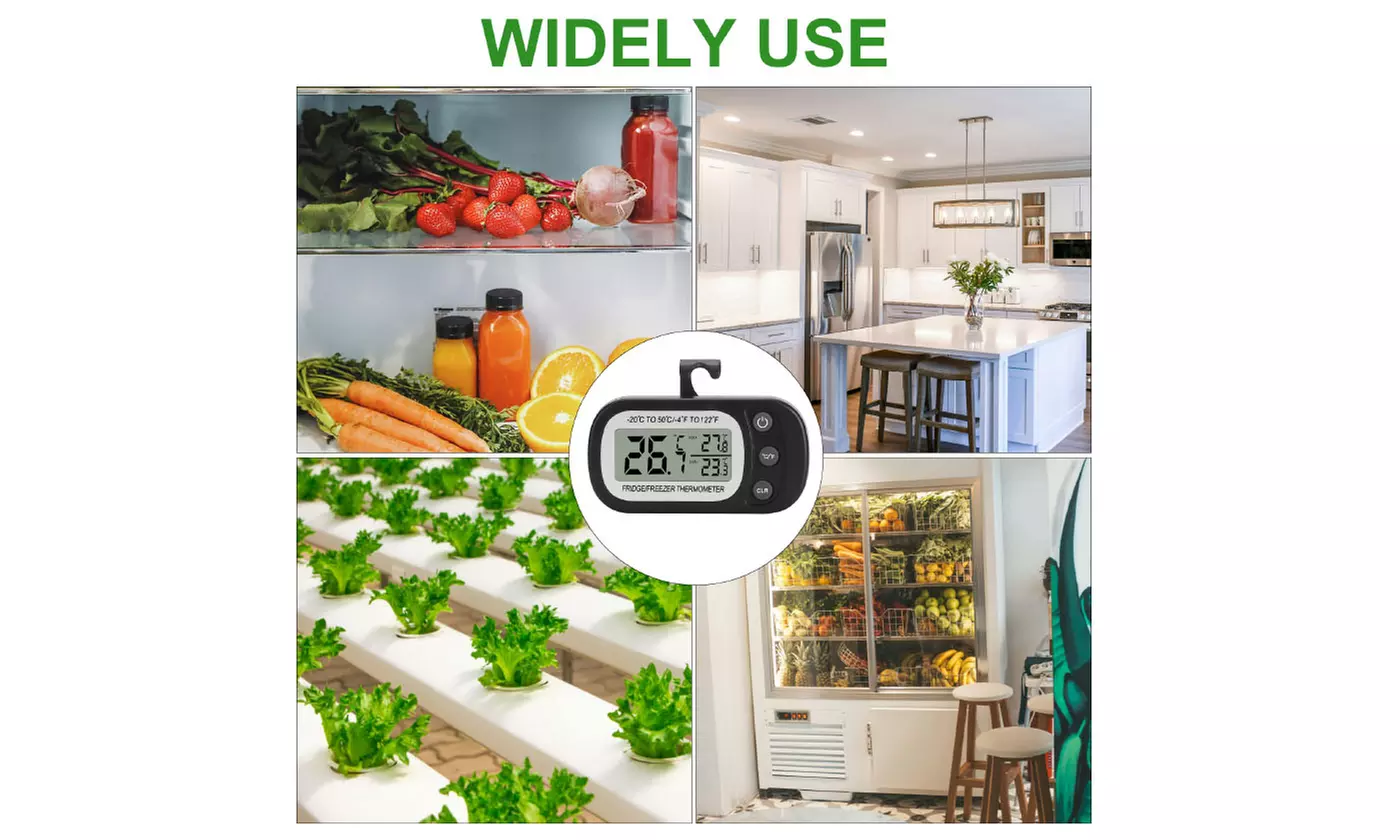 Thermometer Digital Fridge Freezer Waterproof Large LCD Display