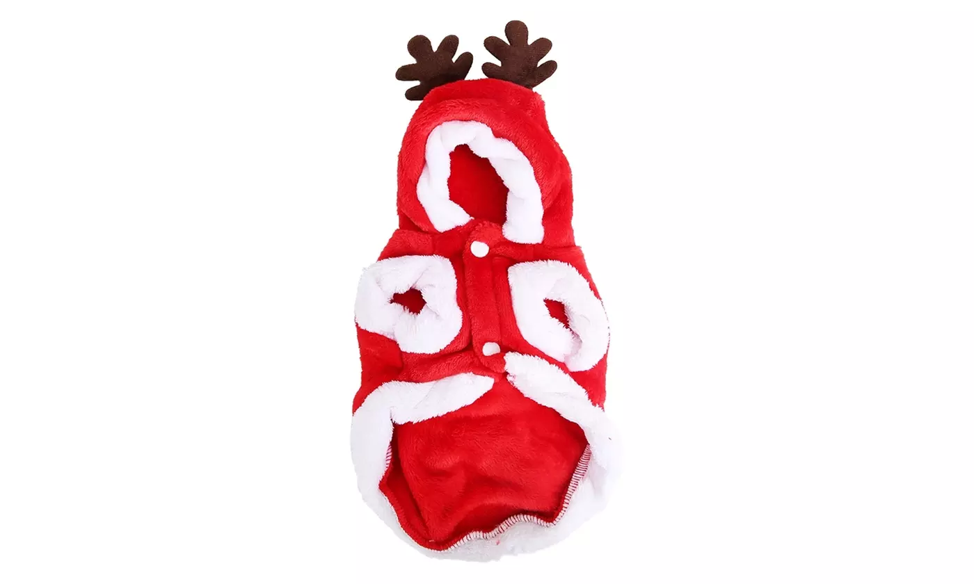 Pet Christmas Costume with Santa Claus and Reindeer Antlers for Dogs and Cats
