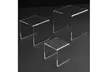 2 Sets Acrylic Riser Display Shelf Set Clear Stands Multi Use 3 Sizes - Second Medium