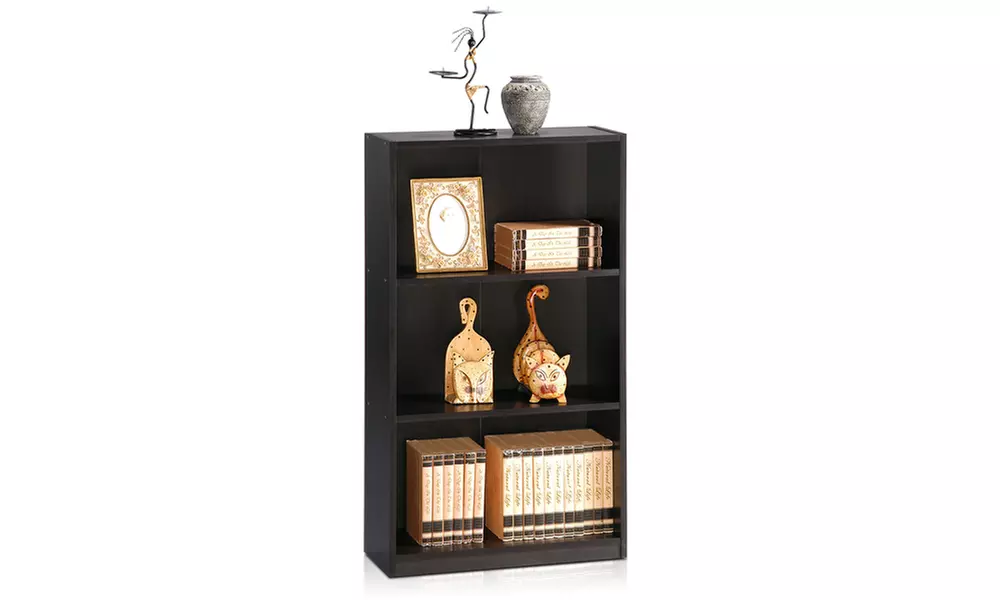 Furinno 99736EX Basic 3-Tier Bookcase Storage Shelves, Espresso - Primary Image