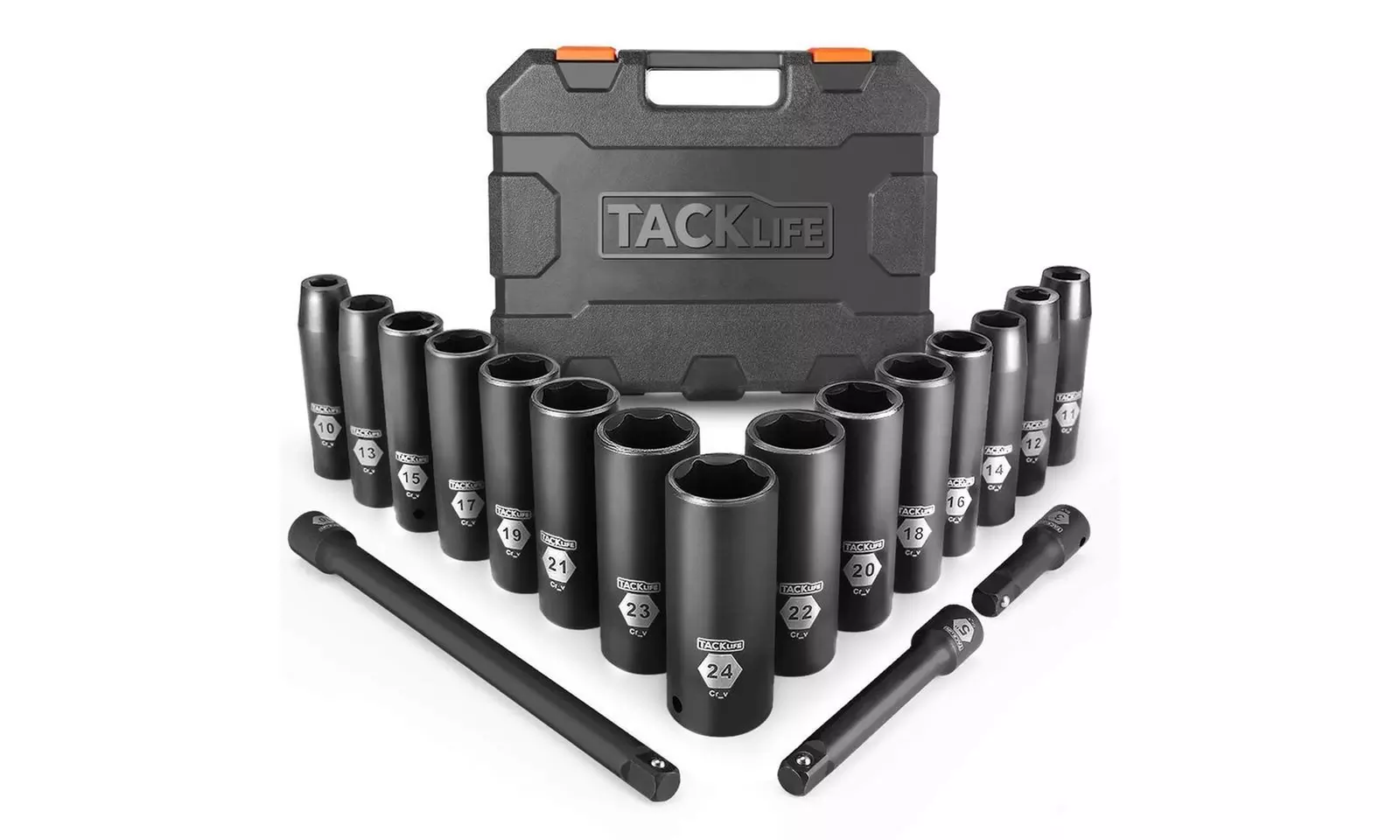 TACKLIFE 18pcs 1/2-inch Drive Deep Impact Socket Set - Primary Image