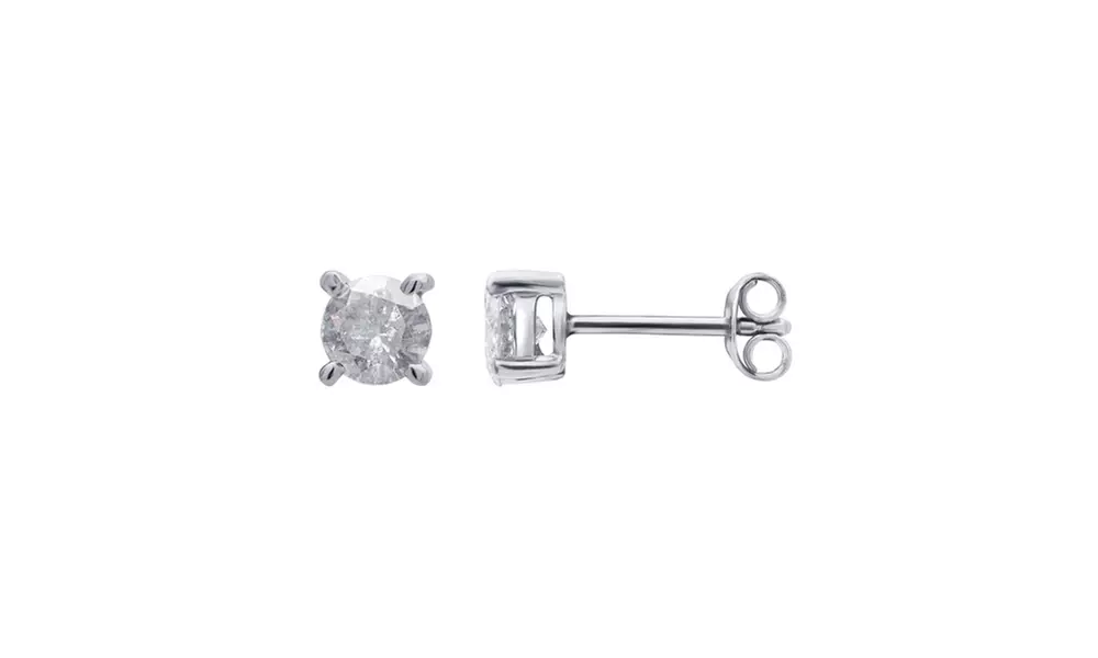 0.25 Cttw Diamond Stud Earring in Sterling Silver-SILSTUDRD25W-L - Primary Image