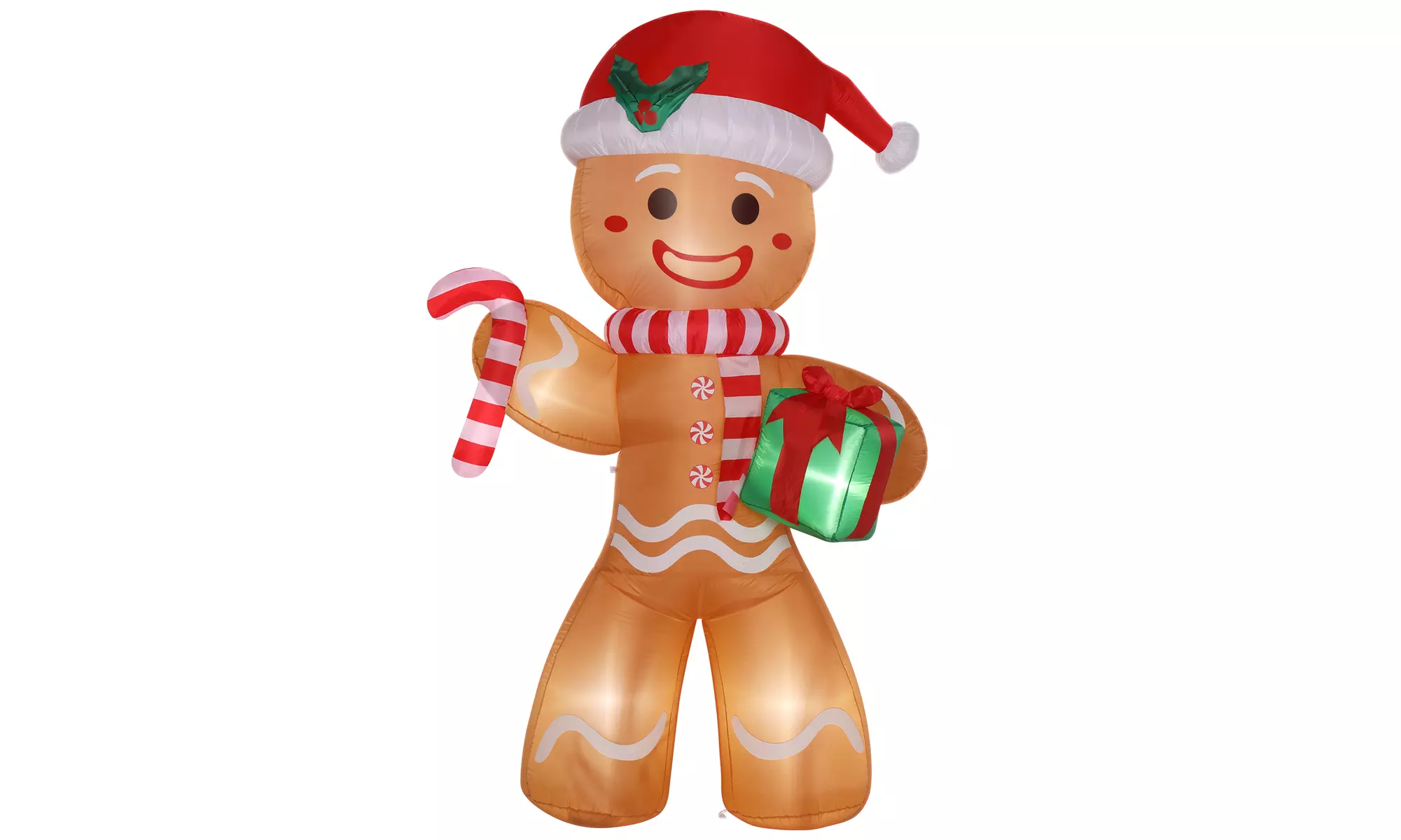 8ft 5 LED Lights Gingerbread Man Holding Gift Garden Gingerbread Man Decoration