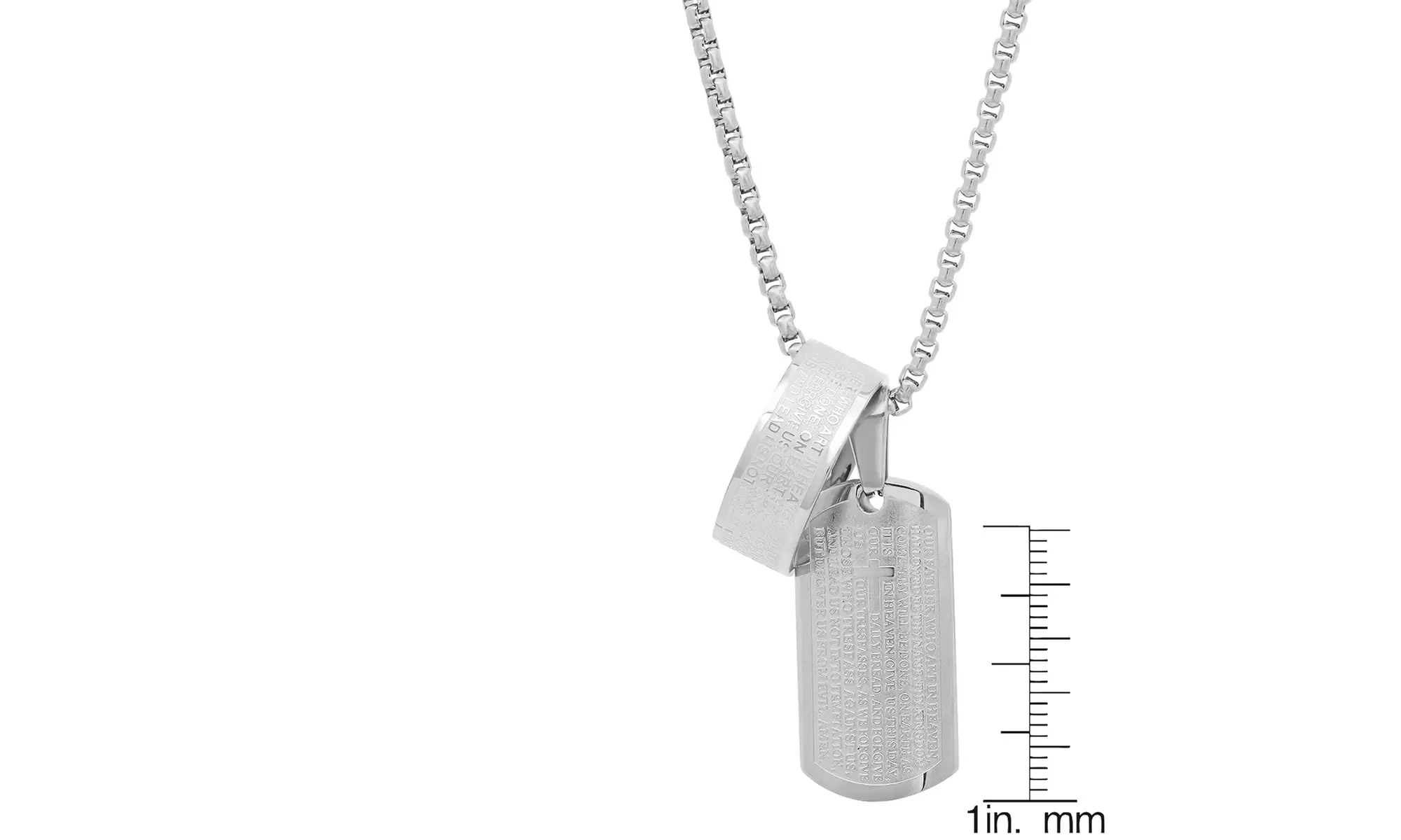 Men's Stainless Steel Lord's Prayer Pendant With 8 MM Band