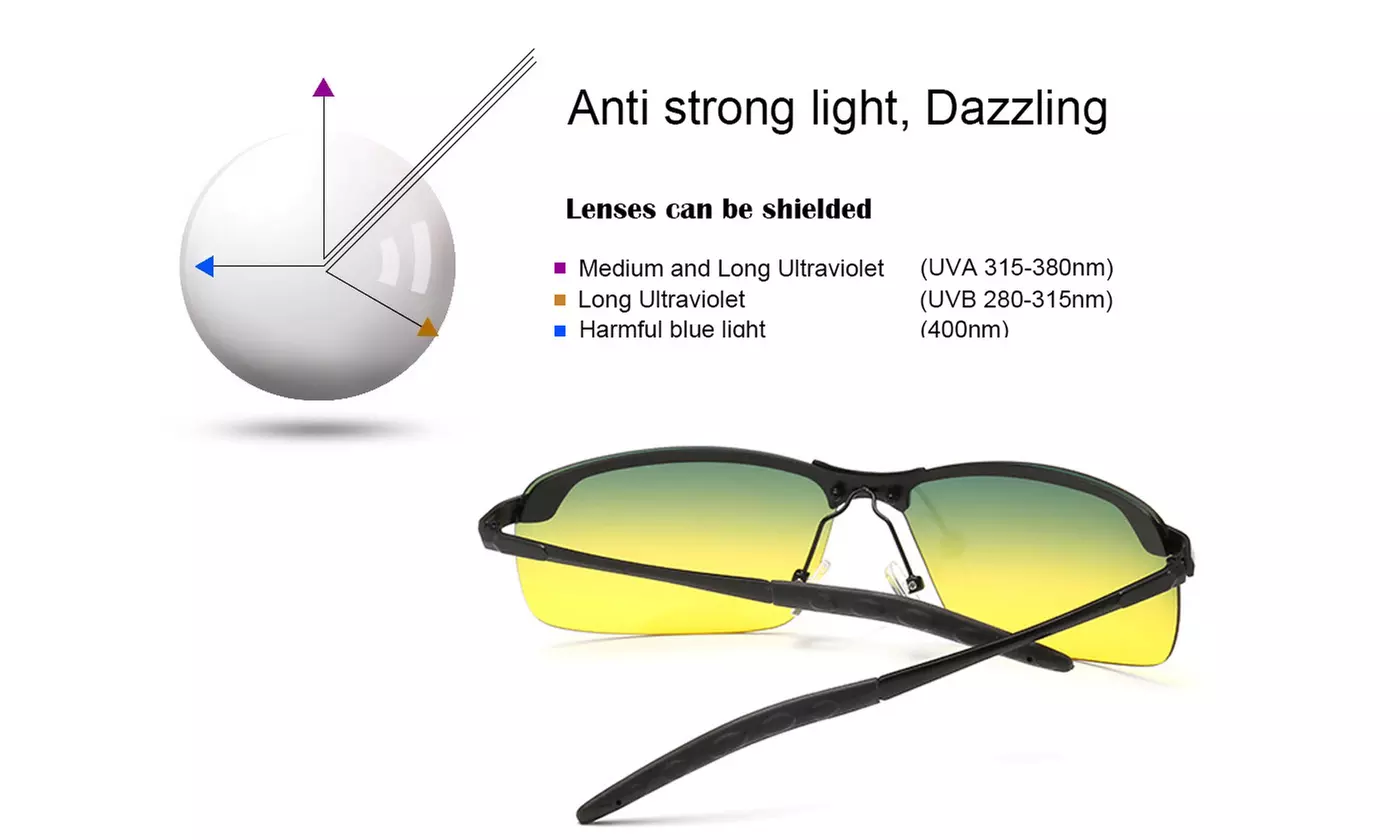 Tac Polarized HD Day Night Vision Glasses Aviator Men Driving Sports sunglasses