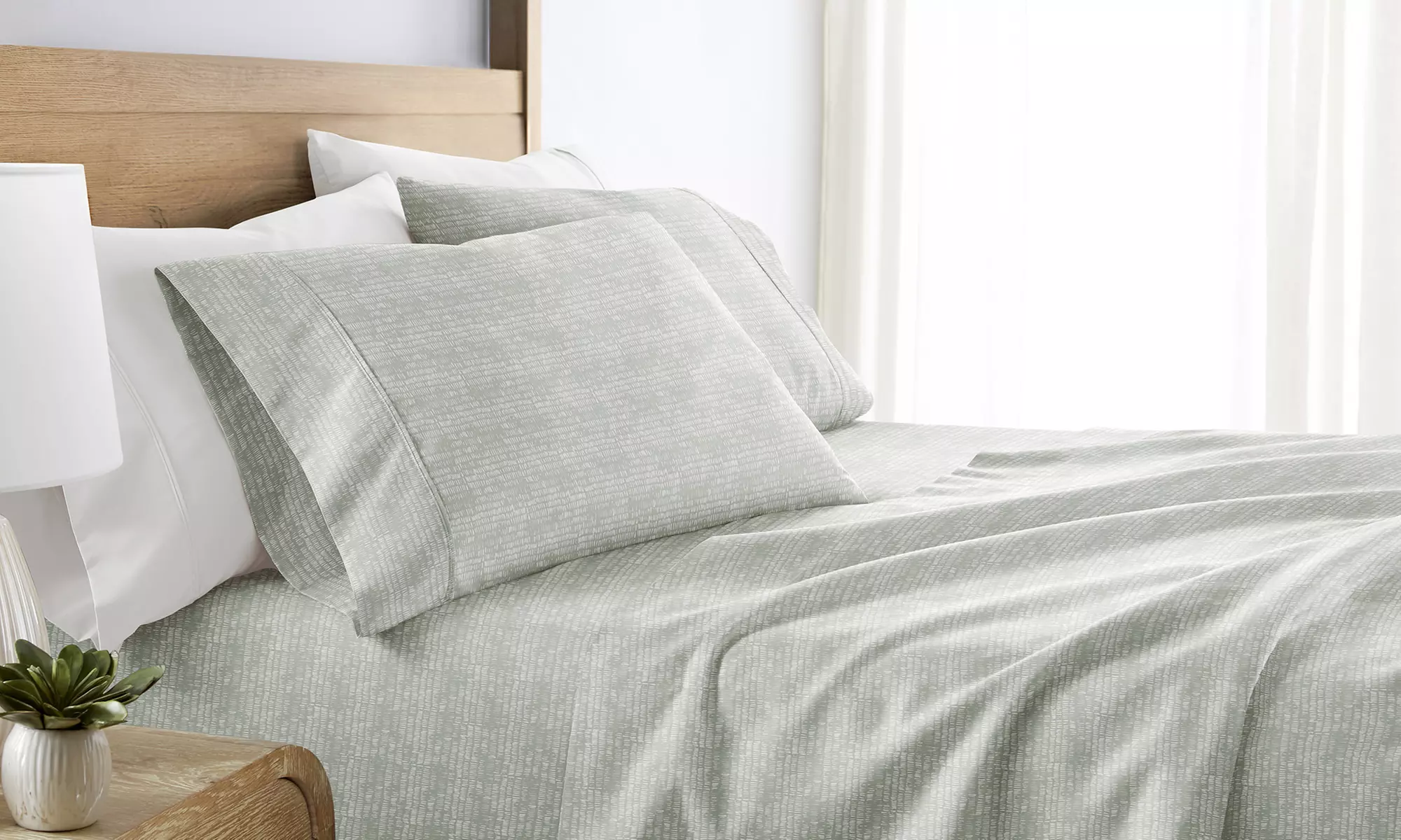 Simply Soft 4 Piece Sheet Set Patterned Microfiber Bedding, Soft Stitch Stripe